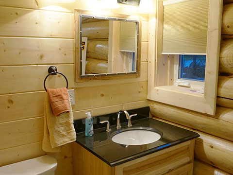 Modern Bathroom inside Alaska Cabin