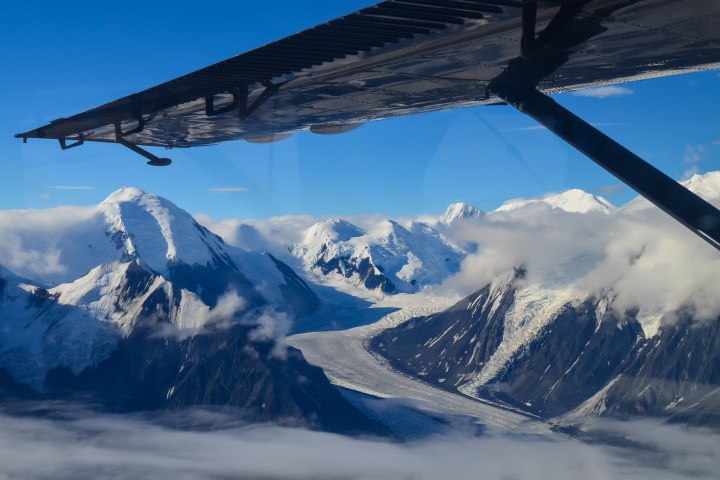 a view of a snow covered mountain