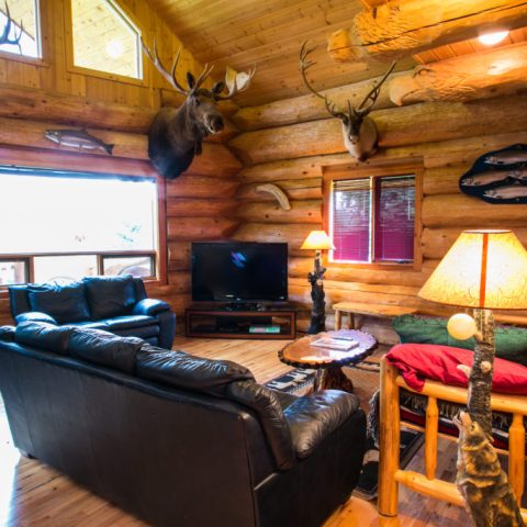 a living room filled with furniture and a fire place