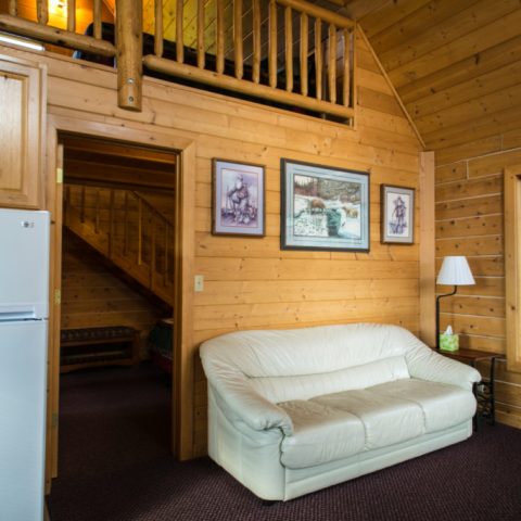 a view of a kitchen and living room