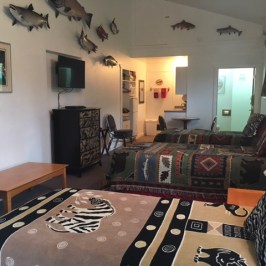 a room filled with furniture and a tv on a table